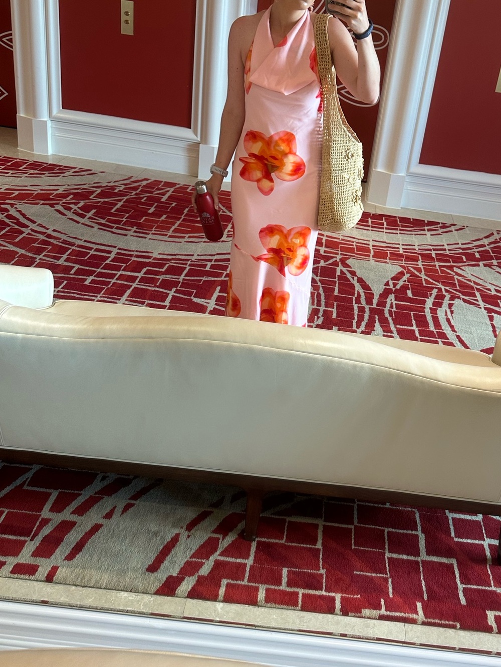Abercrombie & Fitch Pink Backless Floral Maxi Dress with Orange Accents - Picture 4 of 5